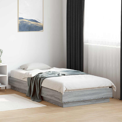 vidaXL Bed Frame with LED Grey Sonoma 80 x 200 cm Engineered Wood