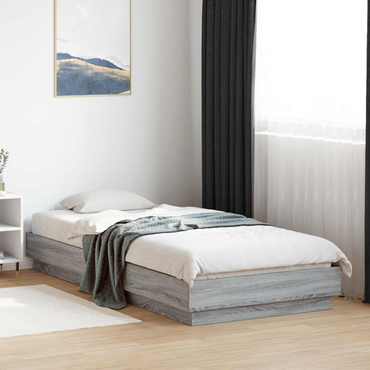 vidaXL Bed Frame with LED Grey Sonoma 80 x 200 cm Engineered Wood