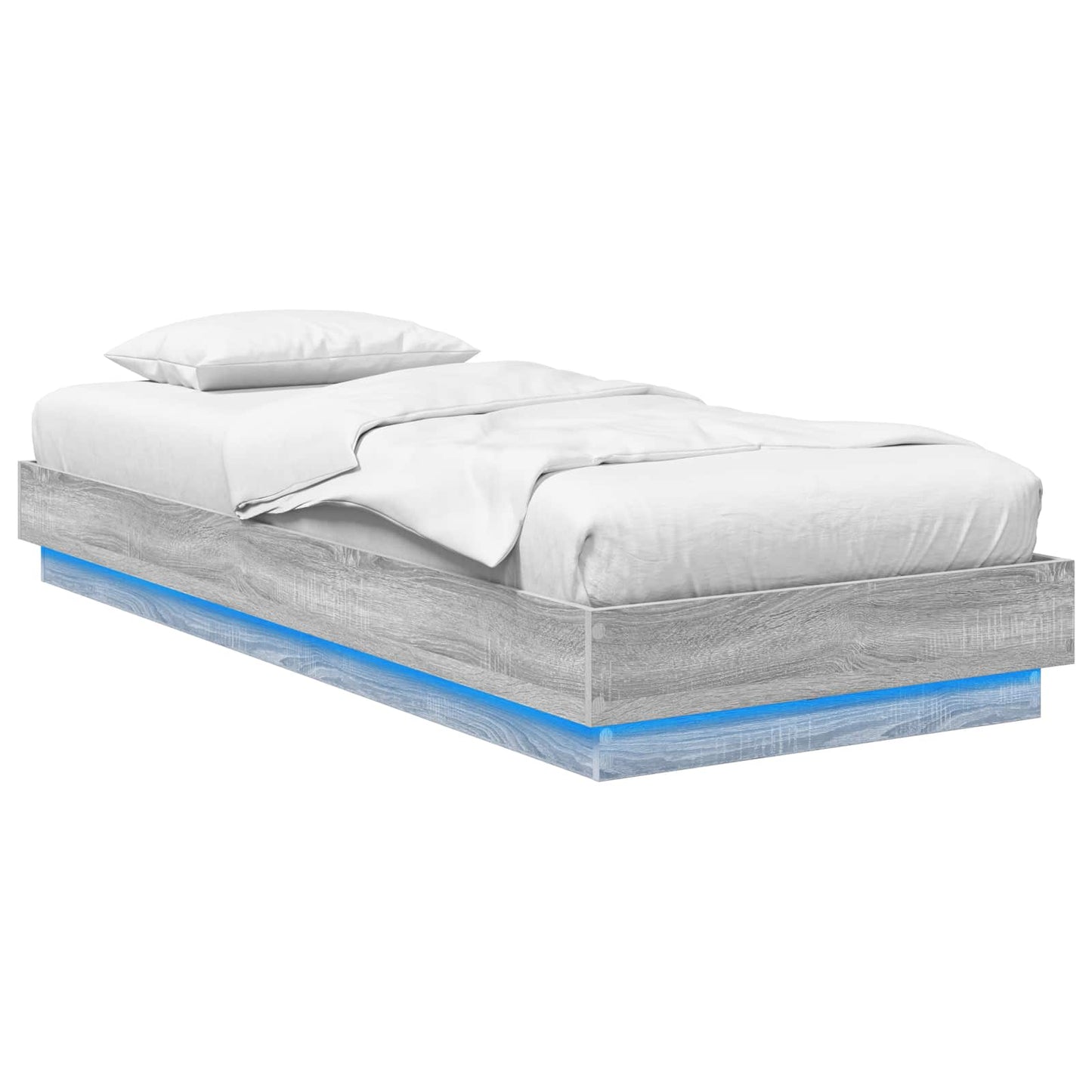 vidaXL Bed Frame with LED Grey Sonoma 80 x 200 cm Engineered Wood