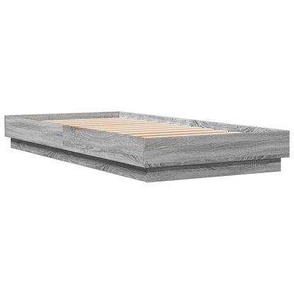 vidaXL Bed Frame with LED Grey Sonoma 80 x 200 cm Engineered Wood