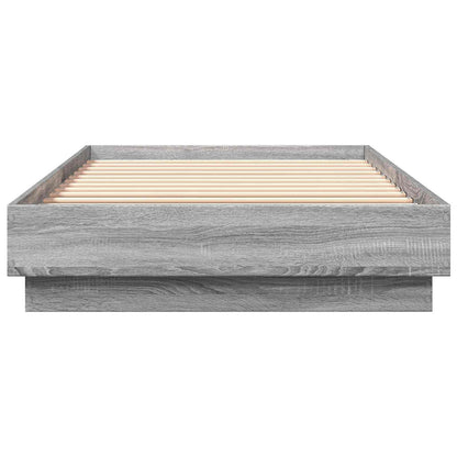 vidaXL Bed Frame with LED Grey Sonoma 80 x 200 cm Engineered Wood