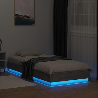 vidaXL Bed Frame with LED Concrete Grey 80 x 200 cm Engineered Wood