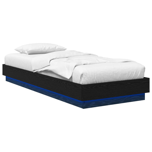 vidaXL Bed Frame with LED Black Oak 80 x 200 cm Engineered Wood