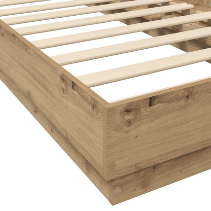 vidaXL Bed Frame with LED Artisian Oak 80 x 200 cm Engineered Wood