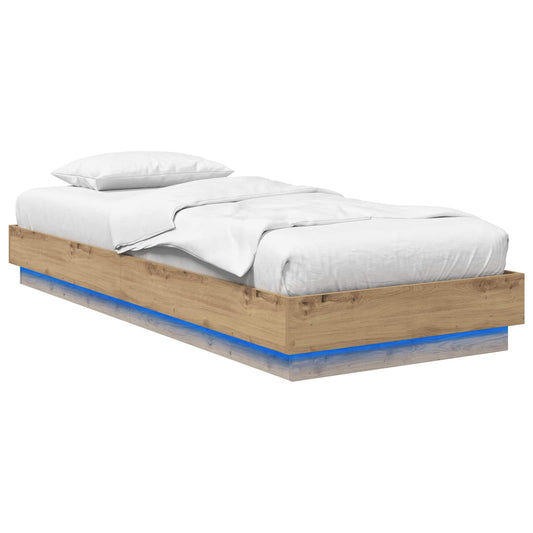 vidaXL Bed Frame with LED Artisian Oak 80 x 200 cm Engineered Wood