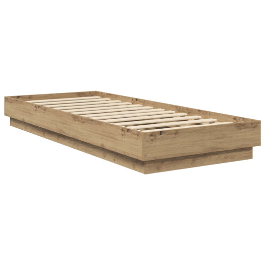 vidaXL Bed Frame with LED Artisian Oak 80 x 200 cm Engineered Wood