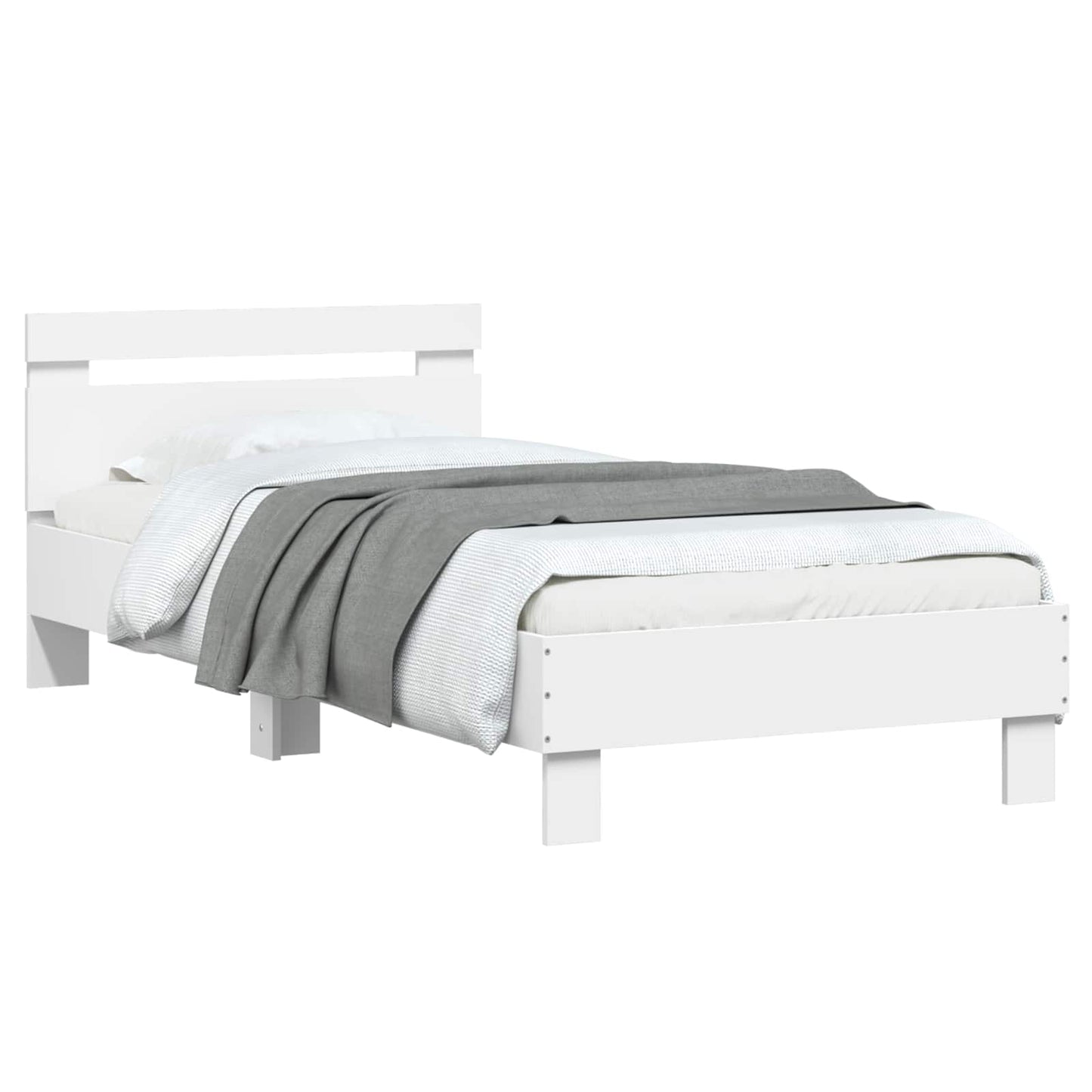 vidaXL Bed Frame with Headboard White 80 x 200 cm Engineered Wood