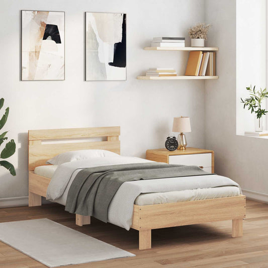 vidaXL Bed Frame with Headboard Sonoma Oak 80 x 200 cm Engineered Wood