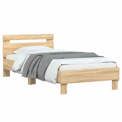 vidaXL Bed Frame with Headboard Sonoma Oak 80 x 200 cm Engineered Wood
