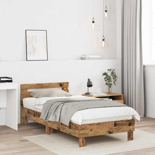 vidaXL Bed Frame with Headboard Old Wood 80 x 200 cm Engineered Wood