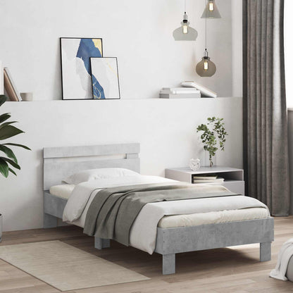 vidaXL Bed Frame with Headboard Concrete Grey 80 x 200 cm