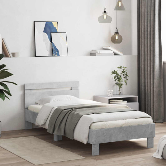 vidaXL Bed Frame with Headboard Concrete Grey 80 x 200 cm