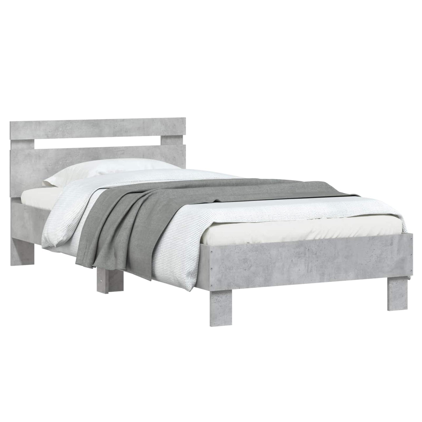 vidaXL Bed Frame with Headboard Concrete Grey 80 x 200 cm