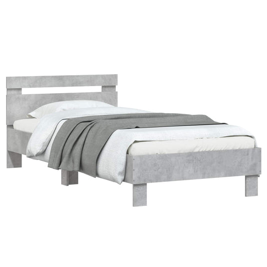 vidaXL Bed Frame with Headboard Concrete Grey 80 x 200 cm