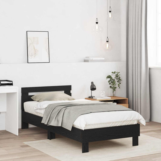 vidaXL Bed Frame with Headboard Black Oak 80 x 200 cm Engineered Wood
