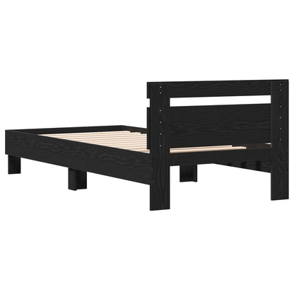 vidaXL Bed Frame with Headboard Black Oak 80 x 200 cm Engineered Wood