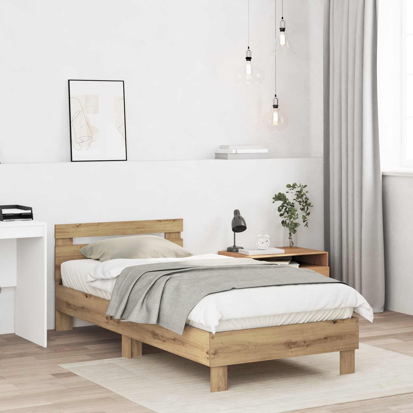 vidaXL Bed Frame with Headboard Artisan Oak 80 x 200 cm