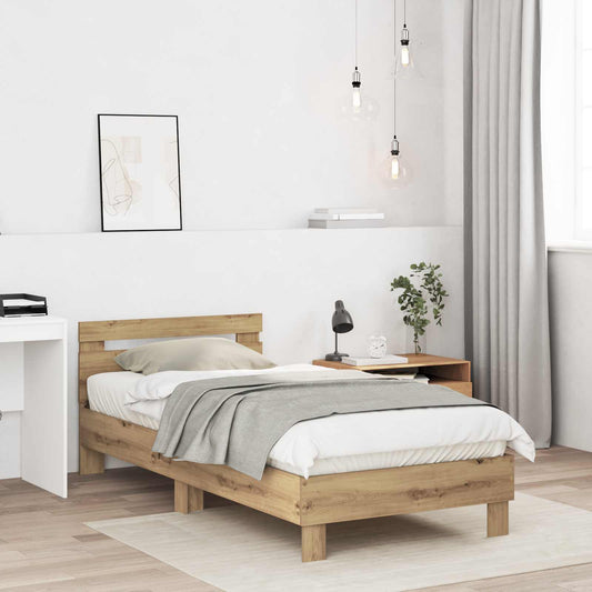 vidaXL Bed Frame with Headboard Artisan Oak 80 x 200 cm