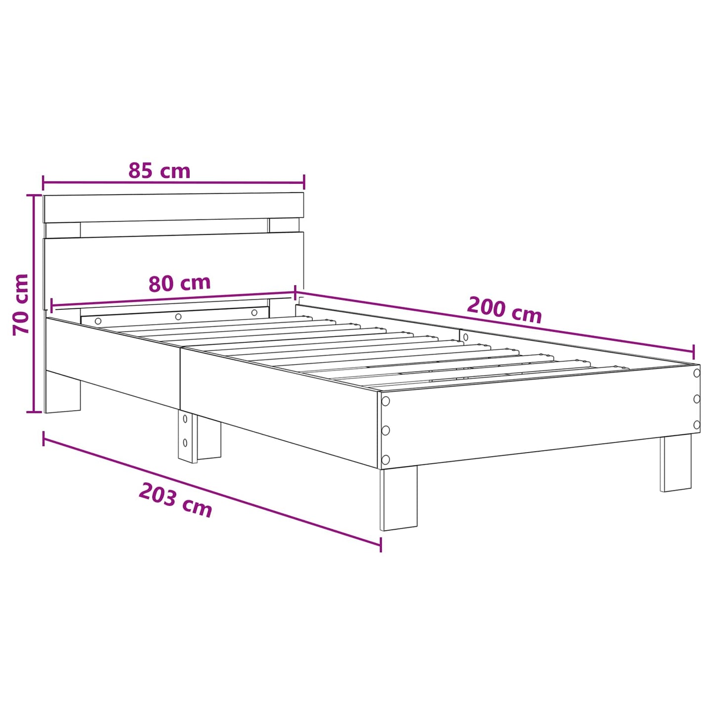 vidaXL Bed Frame with Headboard Artisan Oak 80 x 200 cm