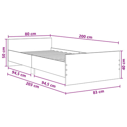 vidaXL Bed Frame with Headboard White 80 x 200 cm Engineered Wood