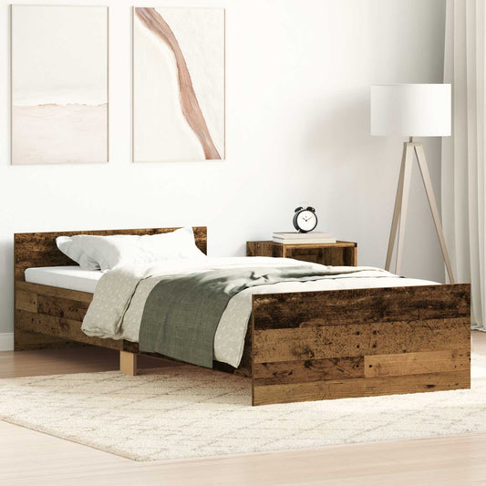 vidaXL Bed Frame with Headboard Old Wood 80 x 200 cm Engineered Wood