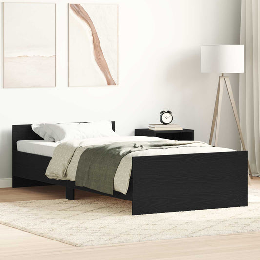 vidaXL Bed Frame with Headboard Black Oak 80 x 200 cm Engineered Wood