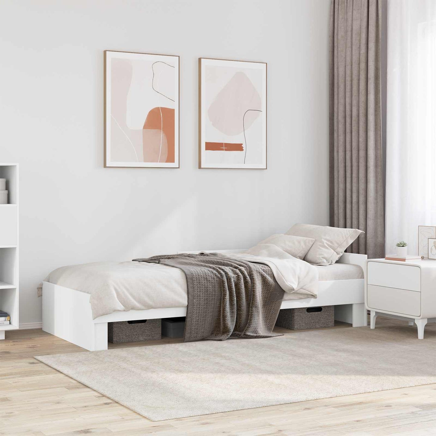 vidaXL Bed Frame with Headboard White 80 x 200 cm Engineered Wood