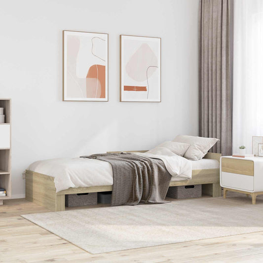 vidaXL Bed Frame with Headboard Sonoma Oak 80 x 200 cm Engineered Wood