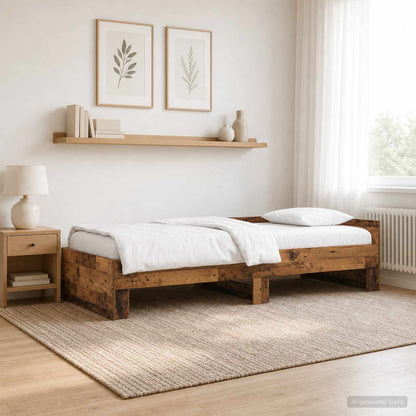 vidaXL Bed Frame with Headboard Old Wood 80 x 200 cm Engineered Wood