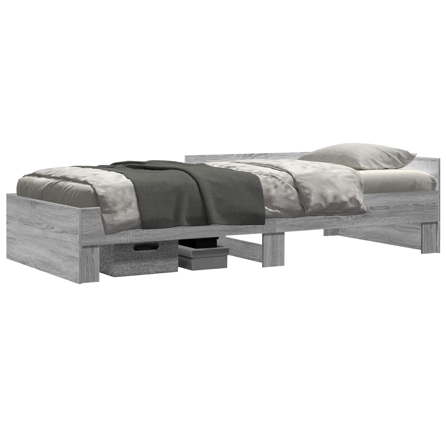 vidaXL Bed Frame with Headboard Grey Sonoma 80 x 200 cm