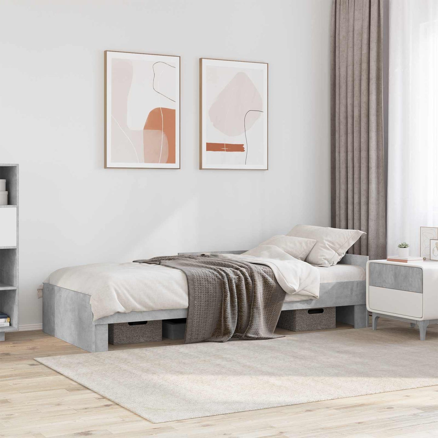 vidaXL Bed Frame with Headboard Concrete Grey 80 x 200 cm