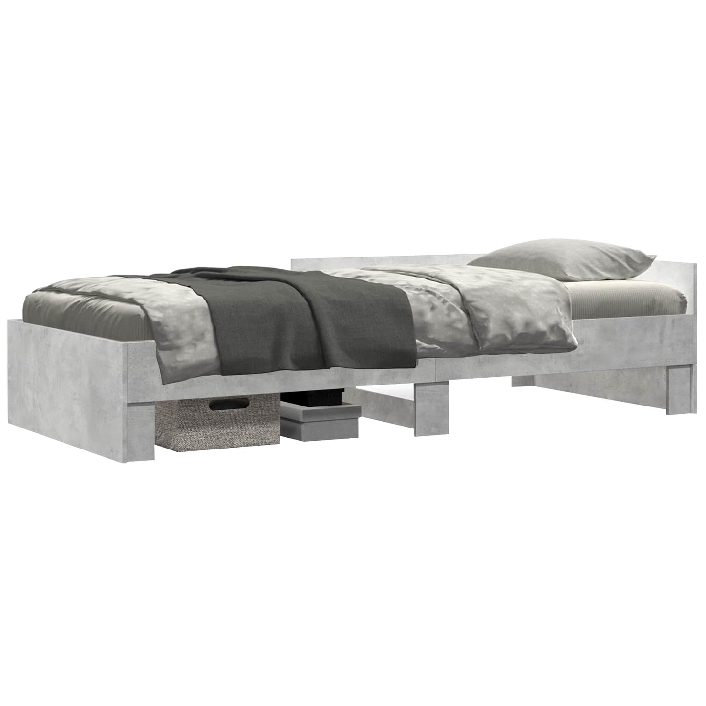 vidaXL Bed Frame with Headboard Concrete Grey 80 x 200 cm
