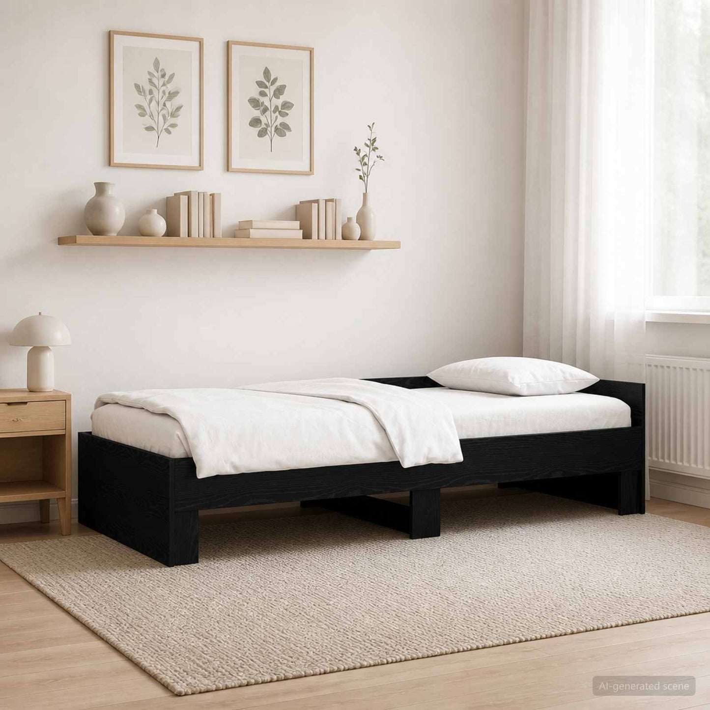 vidaXL Bed Frame with Headboard Black Oak 80 x 200 cm Engineered Wood
