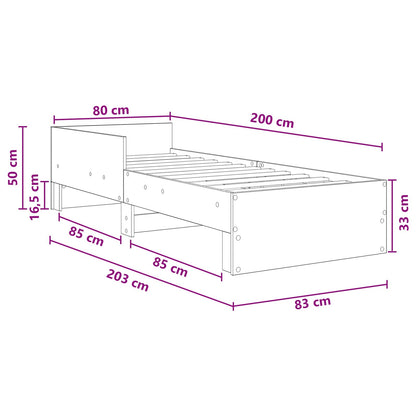 vidaXL Bed Frame with Headboard Black Oak 80 x 200 cm Engineered Wood