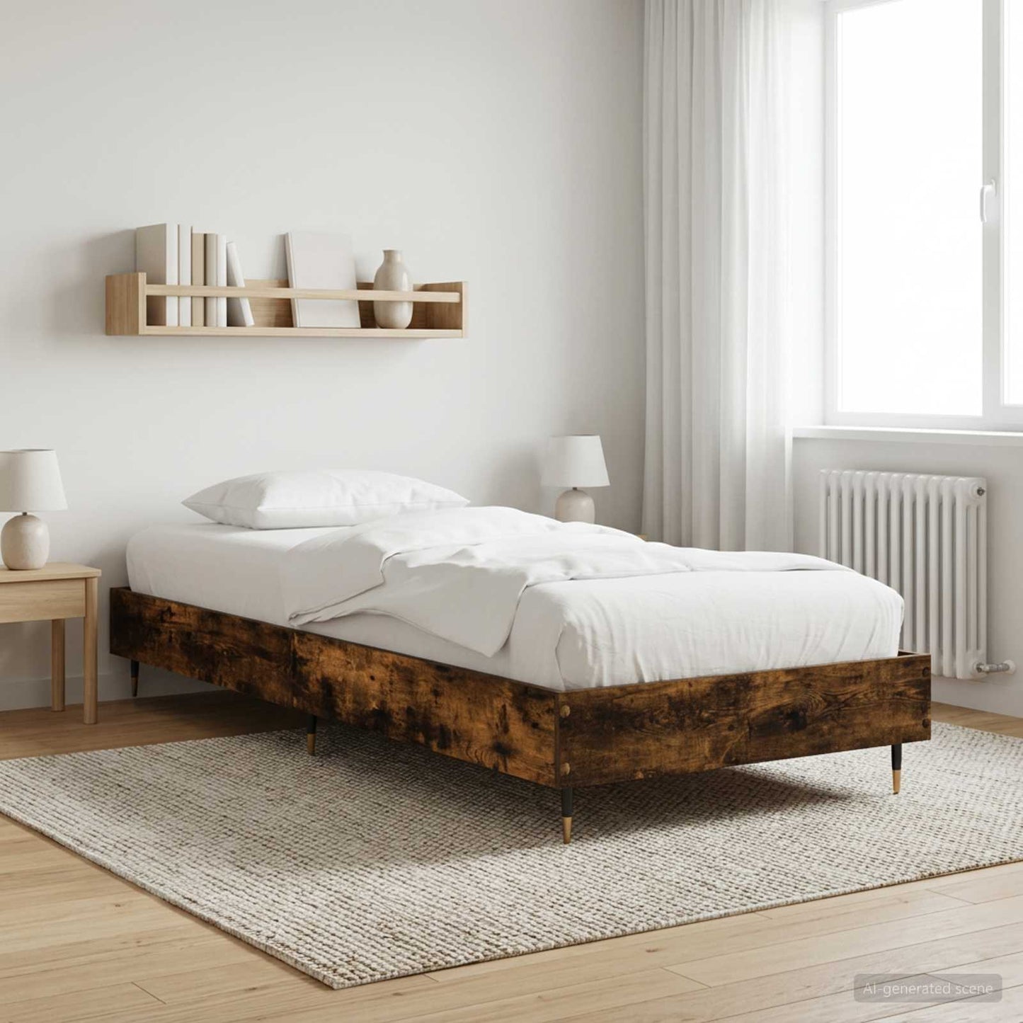 vidaXL Bed Frame Smoked Oak 80 x 200 cm Engineered Wood
