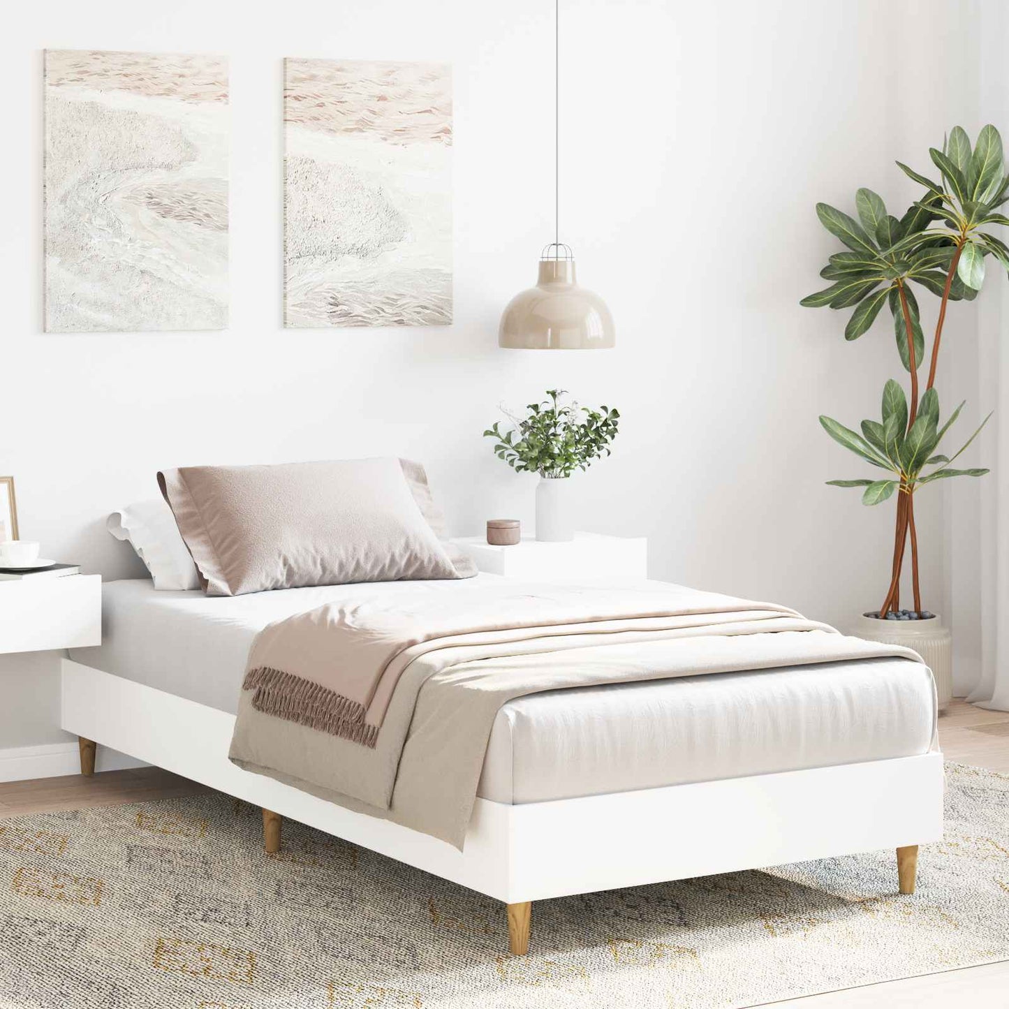 vidaXL Bed Frame White 80 x 200 cm Engineered Wood