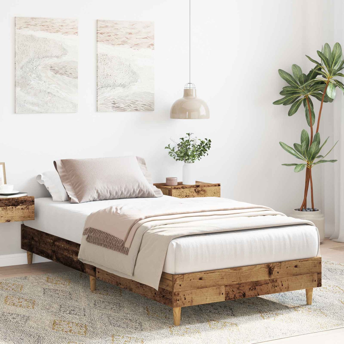 vidaXL Bed Frame Old Wood 80 x 200 cm Engineered Wood
