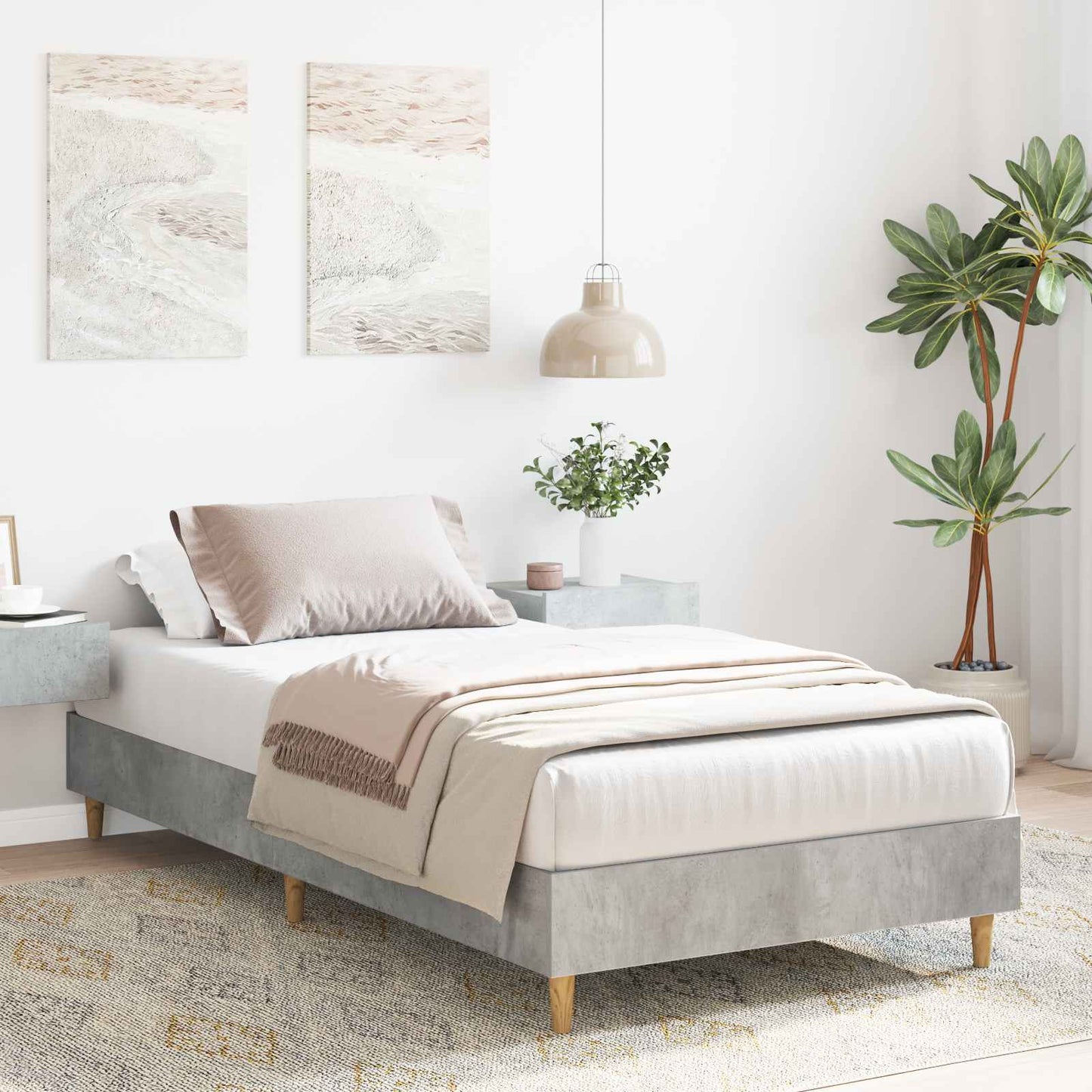 vidaXL Bed Frame Concrete Grey 80 x 200 cm Engineered Wood