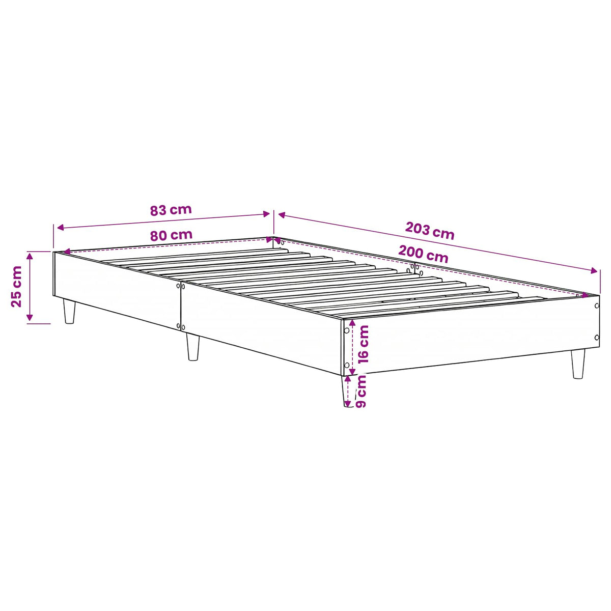 vidaXL Bed Frame Artisan Oak 80 x 200 cm Engineered Wood