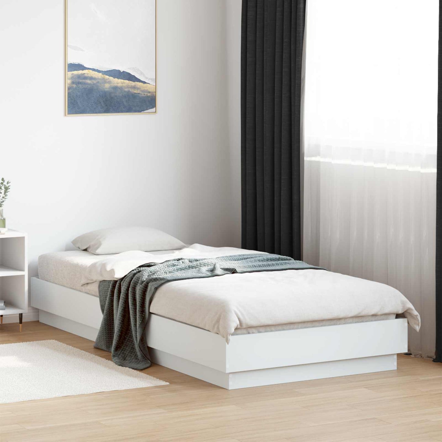 vidaXL Floor Bed Frame White 80 x 200 cm Engineered Wood