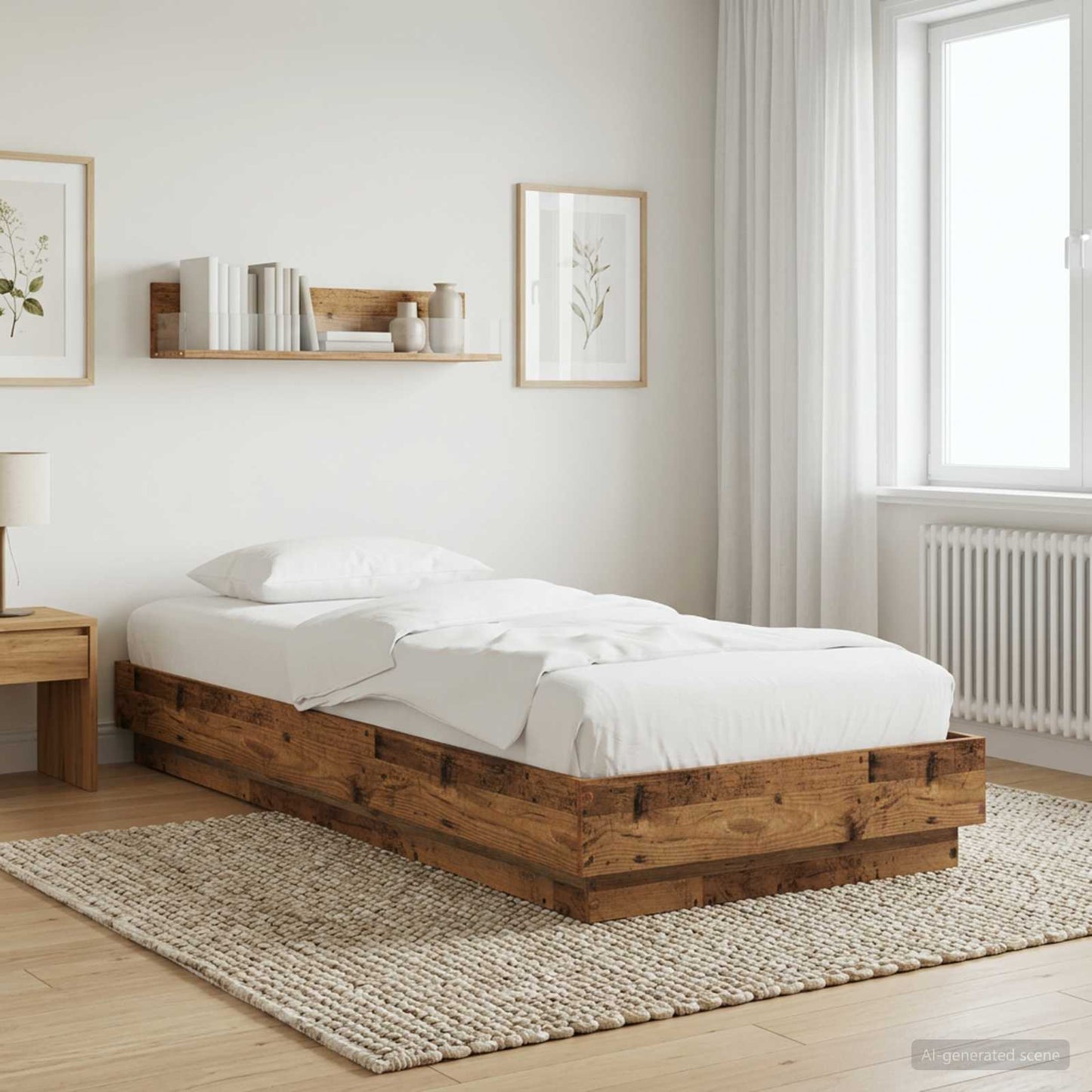 vidaXL Floor Bed Frame Old Wood 80 x 200 cm Engineered Wood