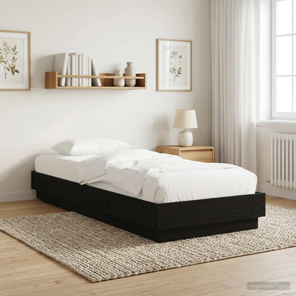 vidaXL Floor Bed Frame Black Oak 80 x 200 cm Engineered Wood