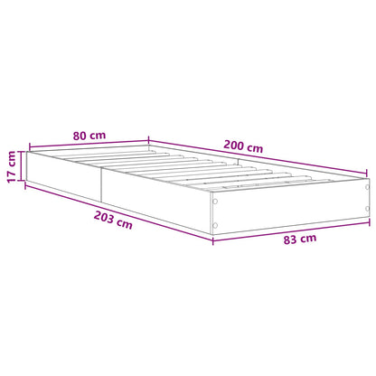 vidaXL Floor Bed Frame Smoked Oak 80 x 200 cm Engineered Wood
