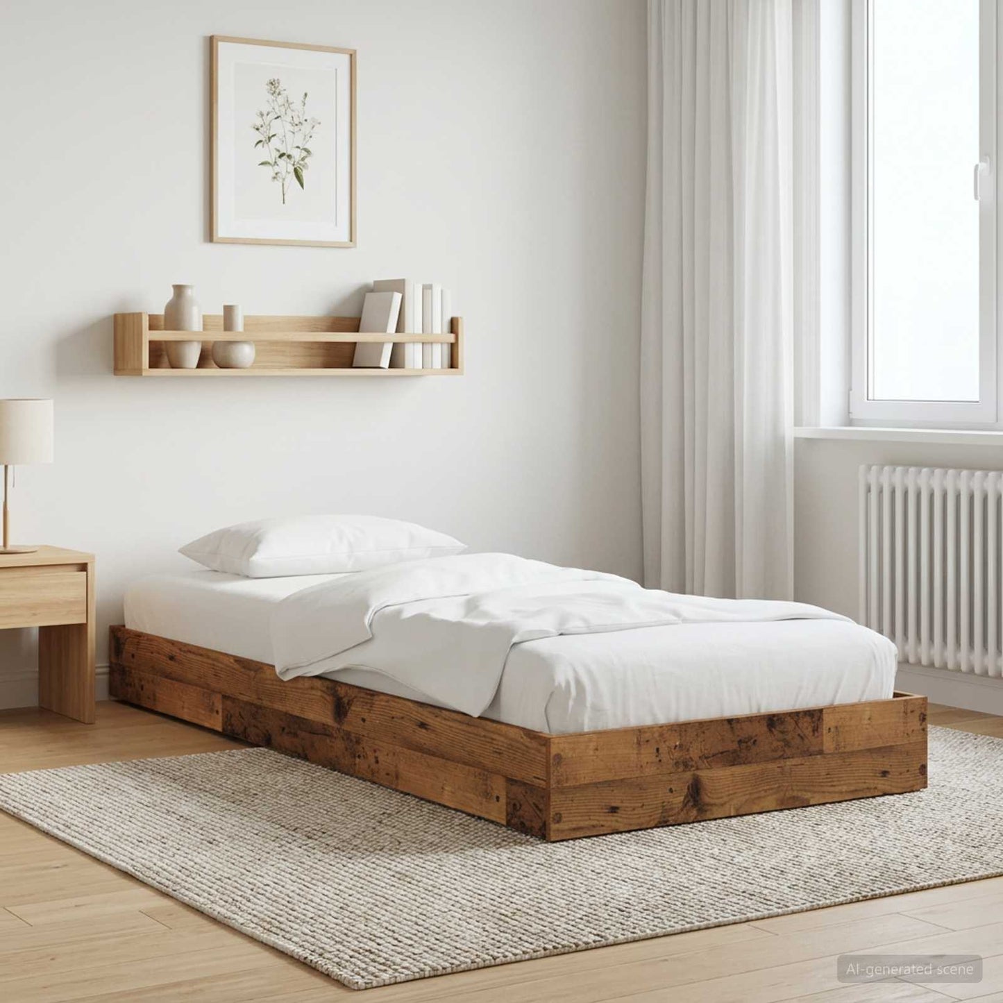 vidaXL Floor Bed Frame Old Wood 80 x 200 cm Engineered Wood