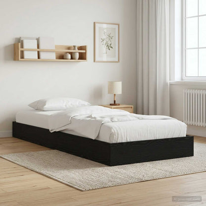vidaXL Floor Bed Frame Black Oak 80 x 200 cm Engineered Wood