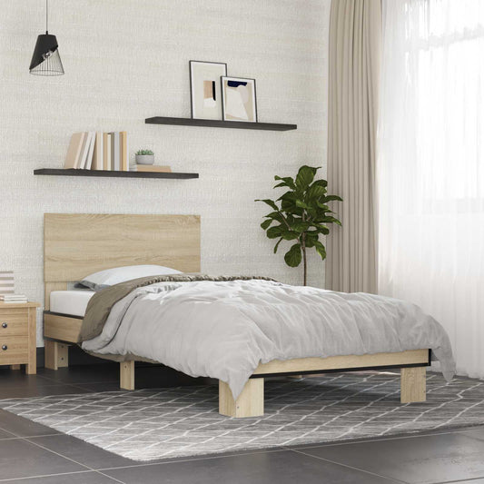 vidaXL Bed Frame with Headboard Sonoma Oak 80 x 200 cm Engineered Wood