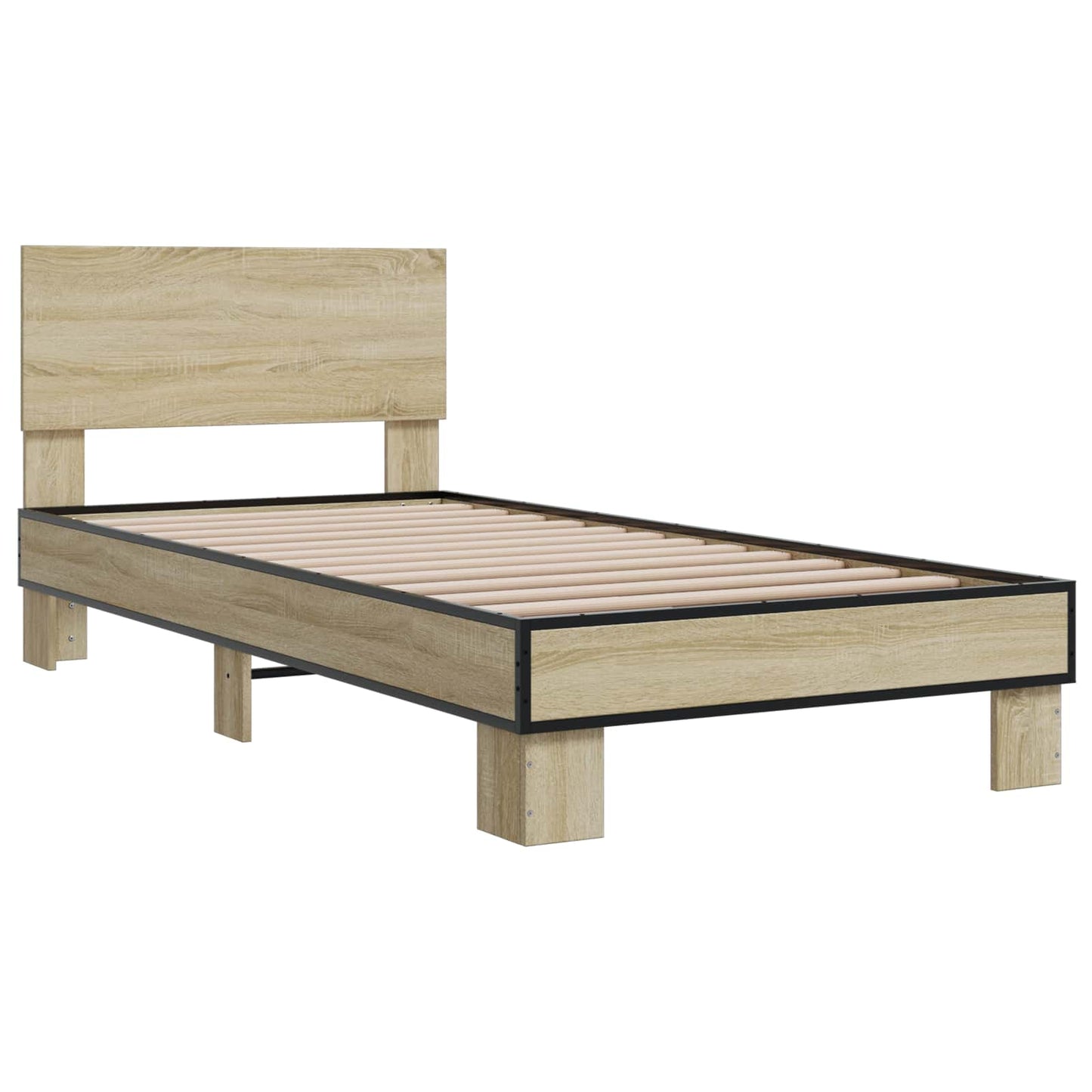 vidaXL Bed Frame with Headboard Sonoma Oak 80 x 200 cm Engineered Wood