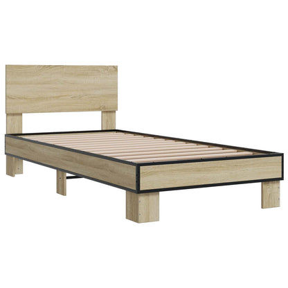 vidaXL Bed Frame with Headboard Sonoma Oak 80 x 200 cm Engineered Wood