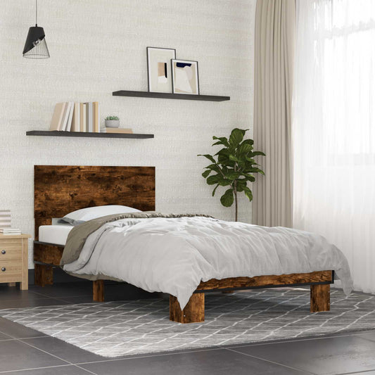 vidaXL Bed Frame with Headboard Smoked Oak 80 x 200 cm Engineered Wood
