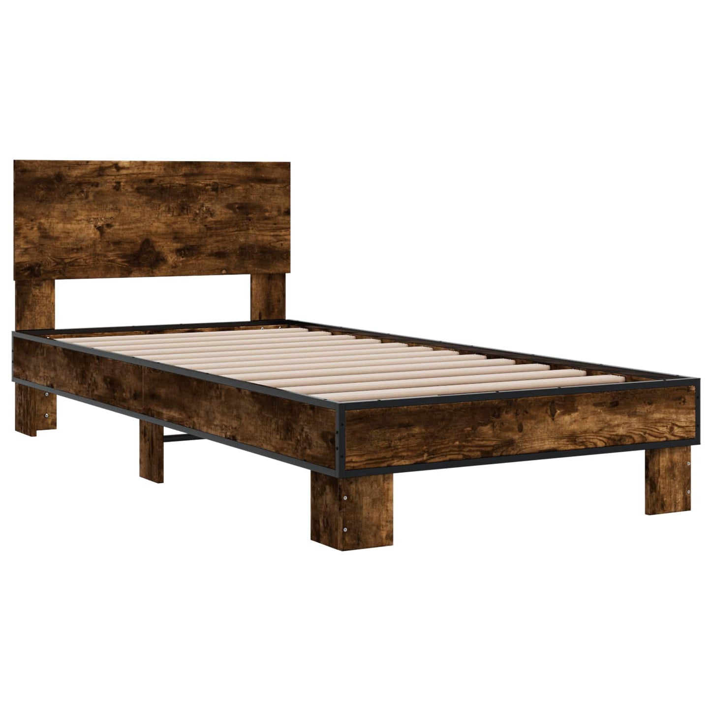 vidaXL Bed Frame with Headboard Smoked Oak 80 x 200 cm Engineered Wood